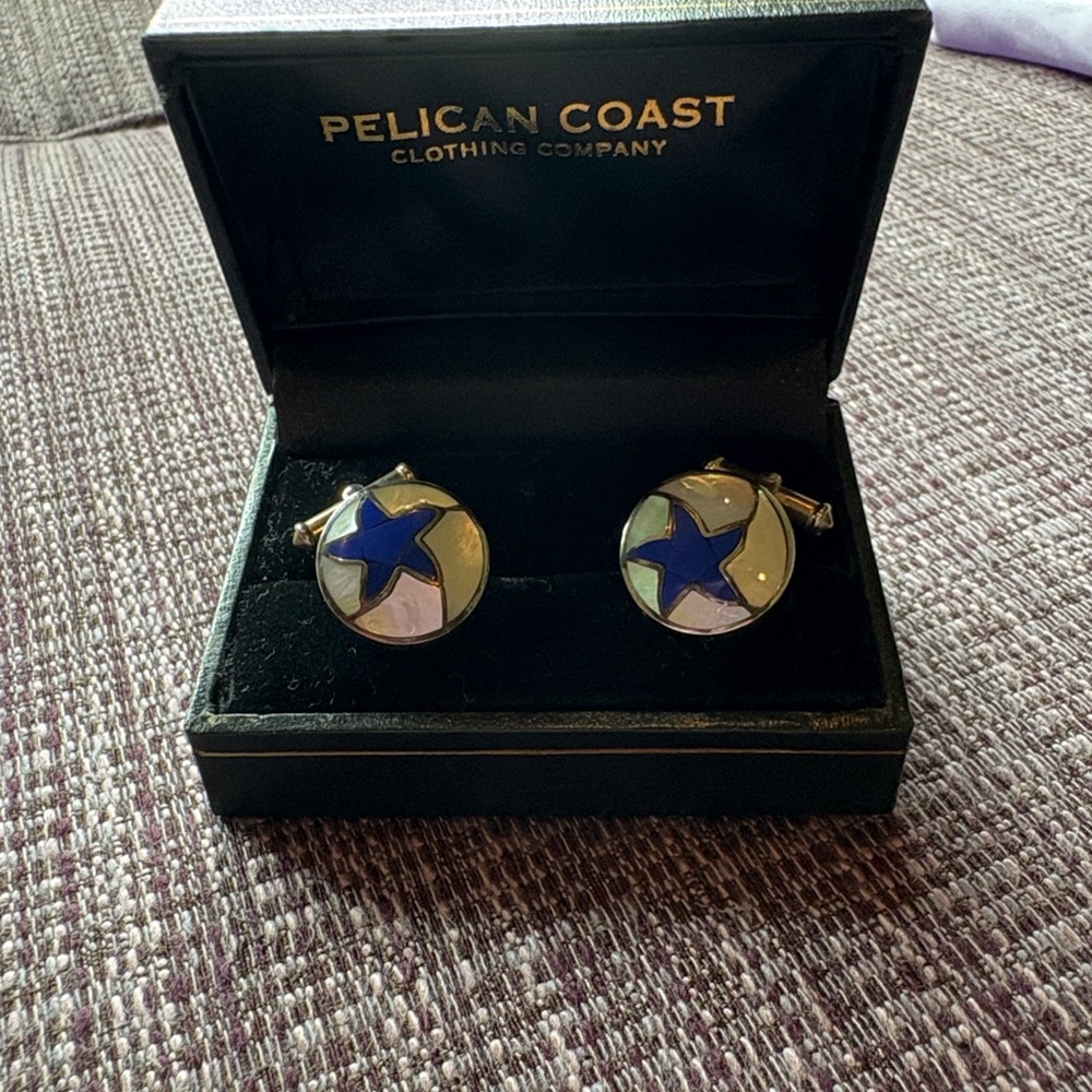 Pelican Coast Mother of Pearl 950 Sterling Silver Cufflinks